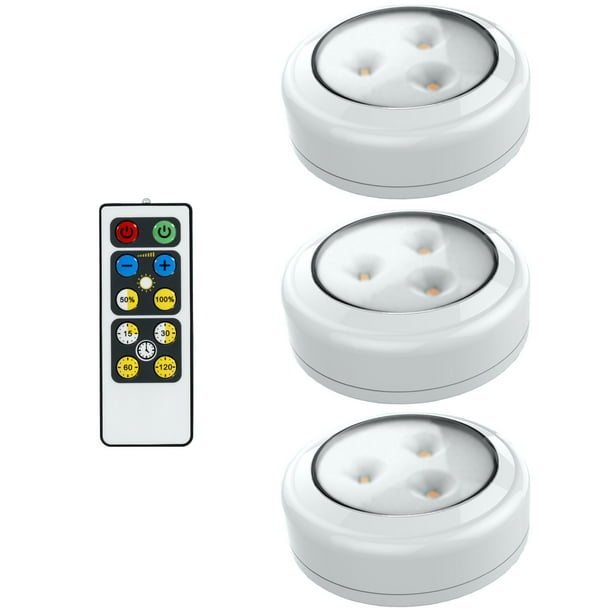3/6pcs LED Wireless Puck Lights Closet Under Cabinet Lighting With Remote US